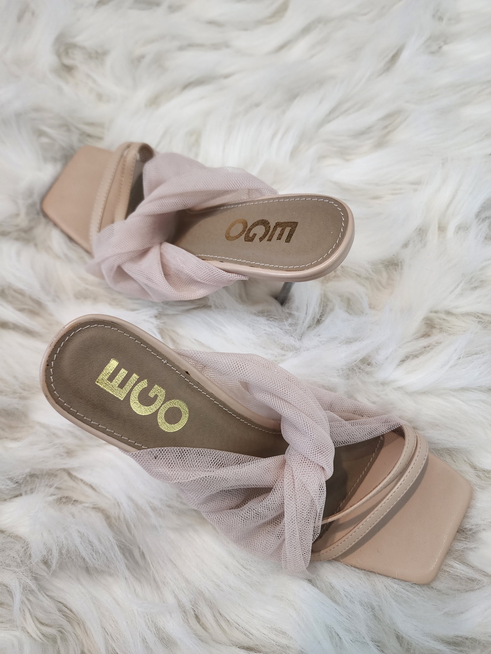 EGO Sheer Love Nude Mesh Bow Stiletto Mules – Size 9